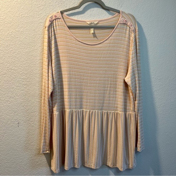 Women’s Matilda Jane light pink striped long sleeve babydoll blouse size XXL - Picture 1 of 5
